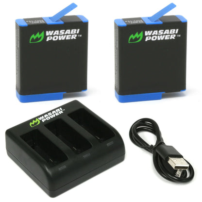 Battery (2-Pack) and Triple Charger for Gopro HERO8 Black (Compatible with HERO7, HERO6, HERO5)