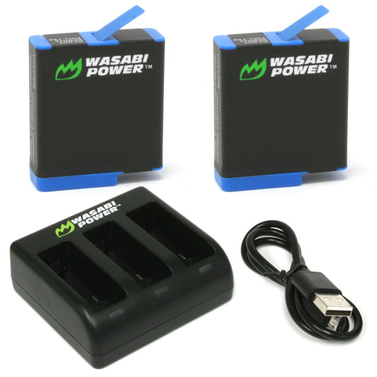 Battery (2-Pack) and Triple Charger for Gopro HERO8 Black (Compatible with HERO7, HERO6, HERO5)