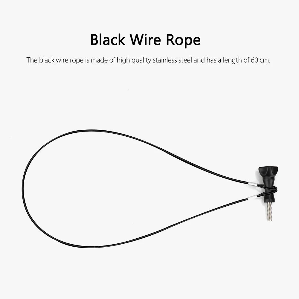 Vamson for Gopro Accessories 5PCS 60Cm Stainless Steel Black Lanyard Tether for Gopro 10 9 8 7 Insta360 SJCAM Dji Action Camera