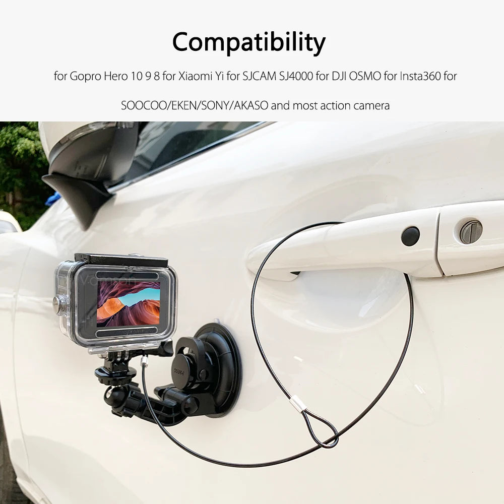 Vamson for Gopro Accessories 5PCS 60Cm Stainless Steel Black Lanyard Tether for Gopro 10 9 8 7 Insta360 SJCAM Dji Action Camera