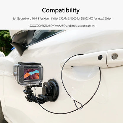 Vamson for Gopro Accessories 5PCS 60Cm Stainless Steel Black Lanyard Tether for Gopro 10 9 8 7 Insta360 SJCAM Dji Action Camera