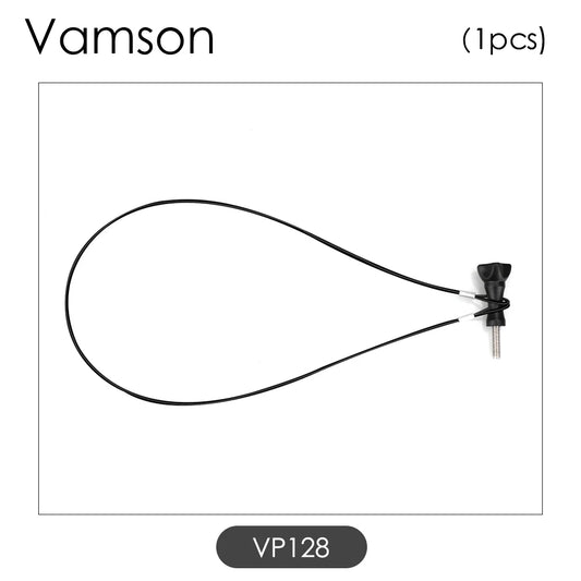 Vamson for Gopro Accessories 5PCS 60Cm Stainless Steel Black Lanyard Tether for Gopro 10 9 8 7 Insta360 SJCAM Dji Action Camera