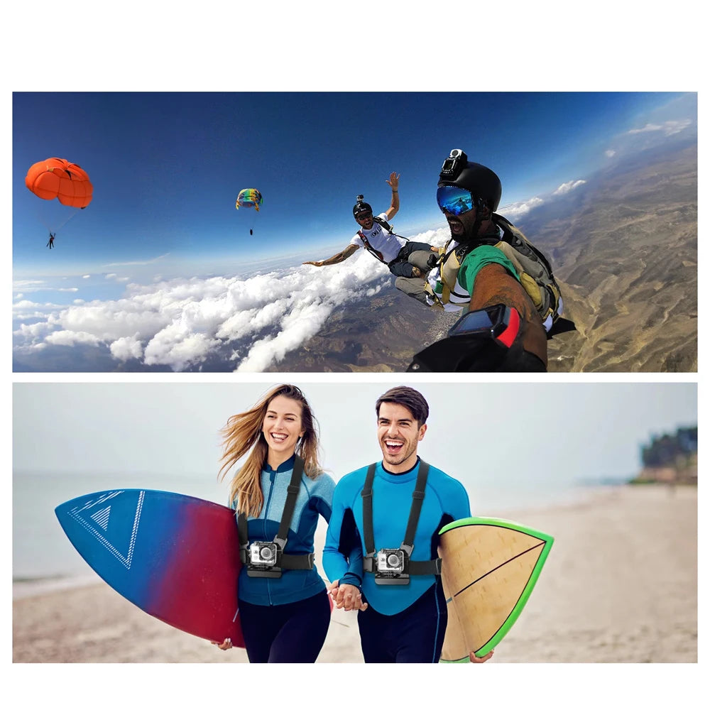 All-In-One 6Pcs Action Camera Kit Head Strap Chest Strap Mount Adjustable for Gopro Phone Osmo Enhanced Stability Versatility